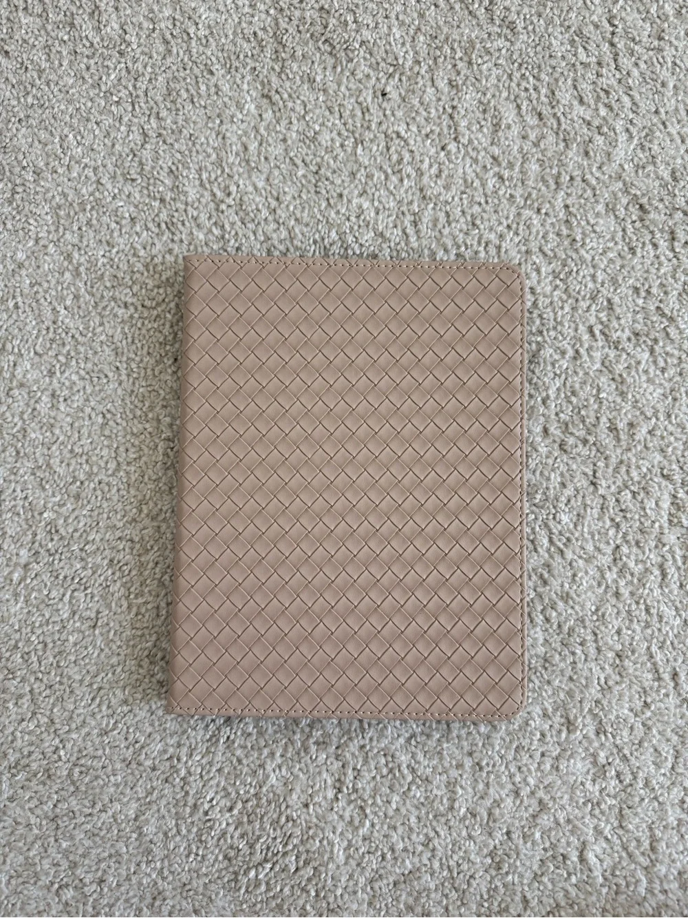 Woven Leather Milky Beige iPad Book Cover, NWT